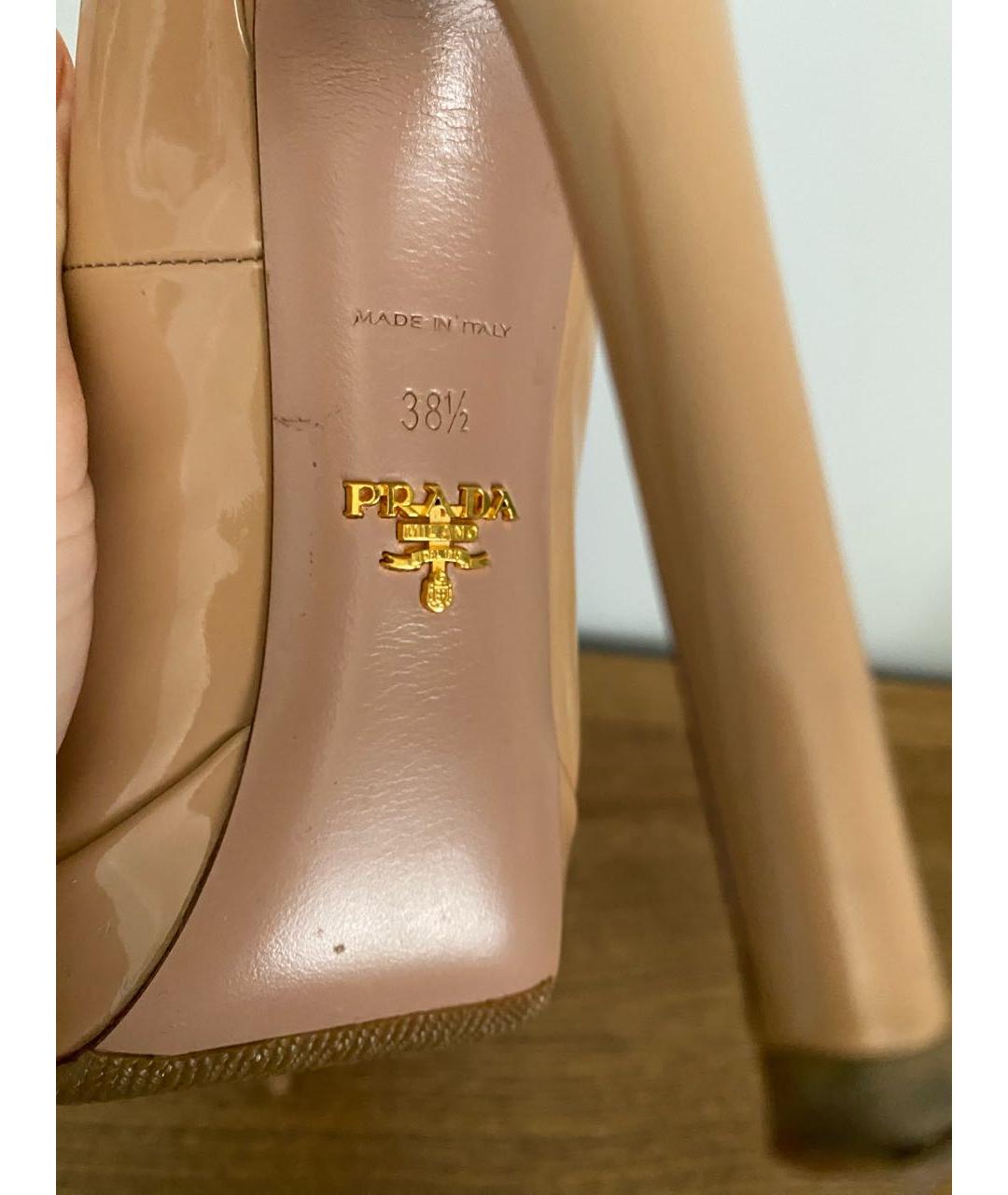 PRADA Бежевые кожаные туфли, фото 4