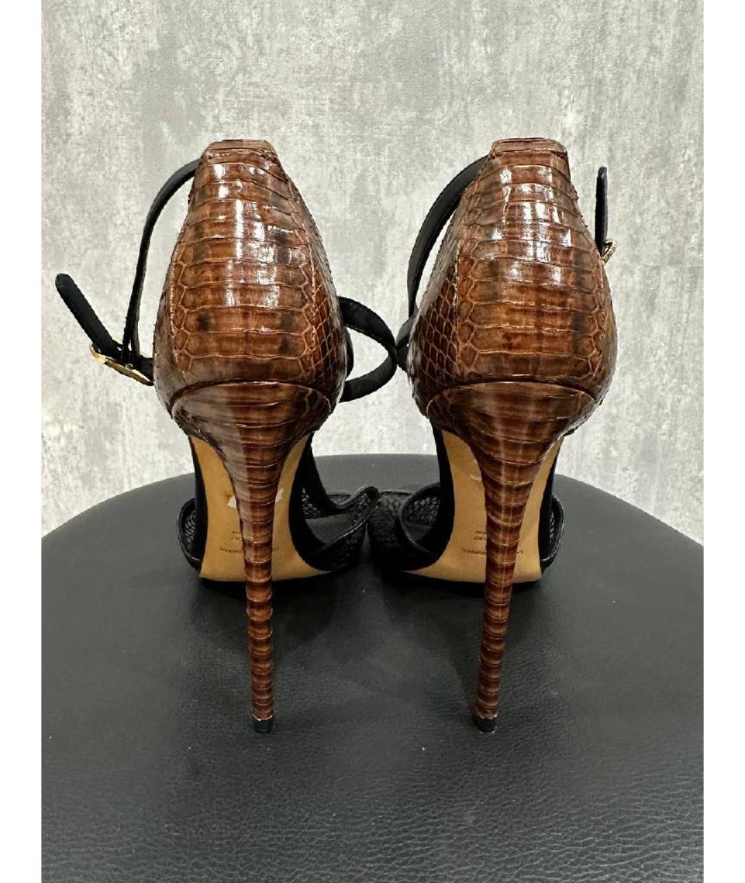 DOLCE&GABBANA Коричневые босоножки из экзотической кожи, фото 2