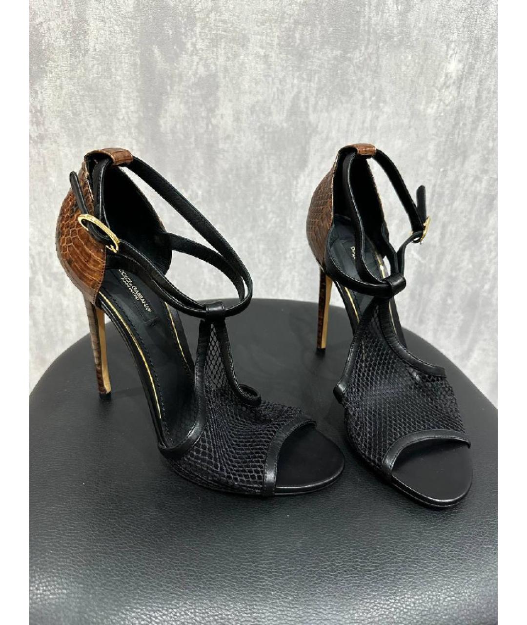 DOLCE&GABBANA Коричневые босоножки из экзотической кожи, фото 7