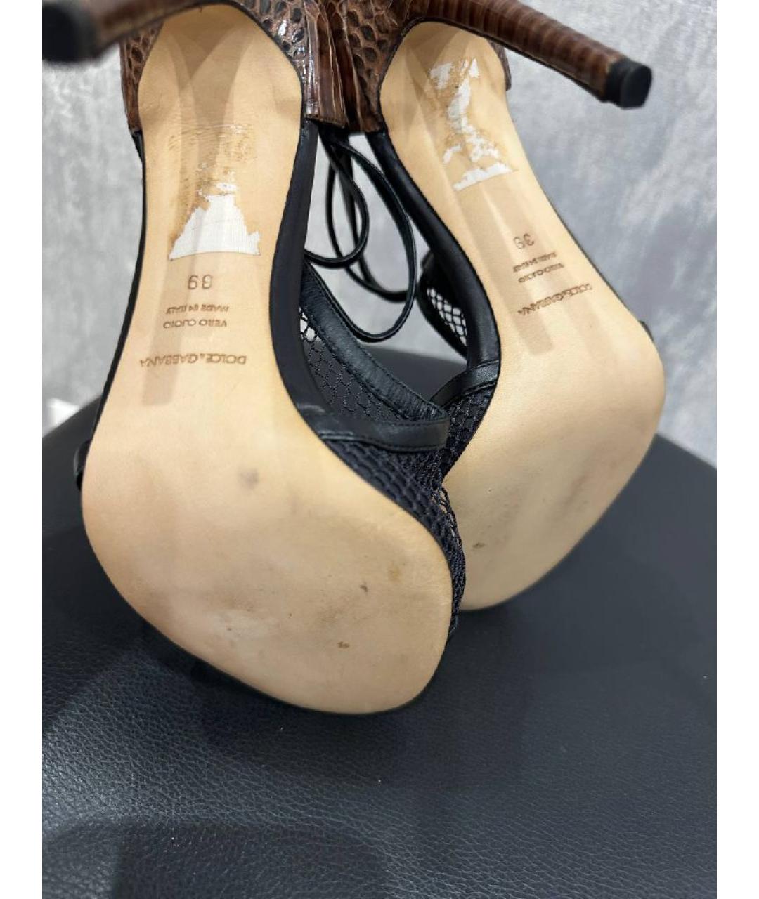 DOLCE&GABBANA Коричневые босоножки из экзотической кожи, фото 5