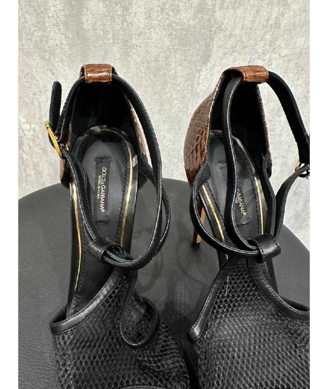 DOLCE&GABBANA Коричневые босоножки из экзотической кожи, фото 4