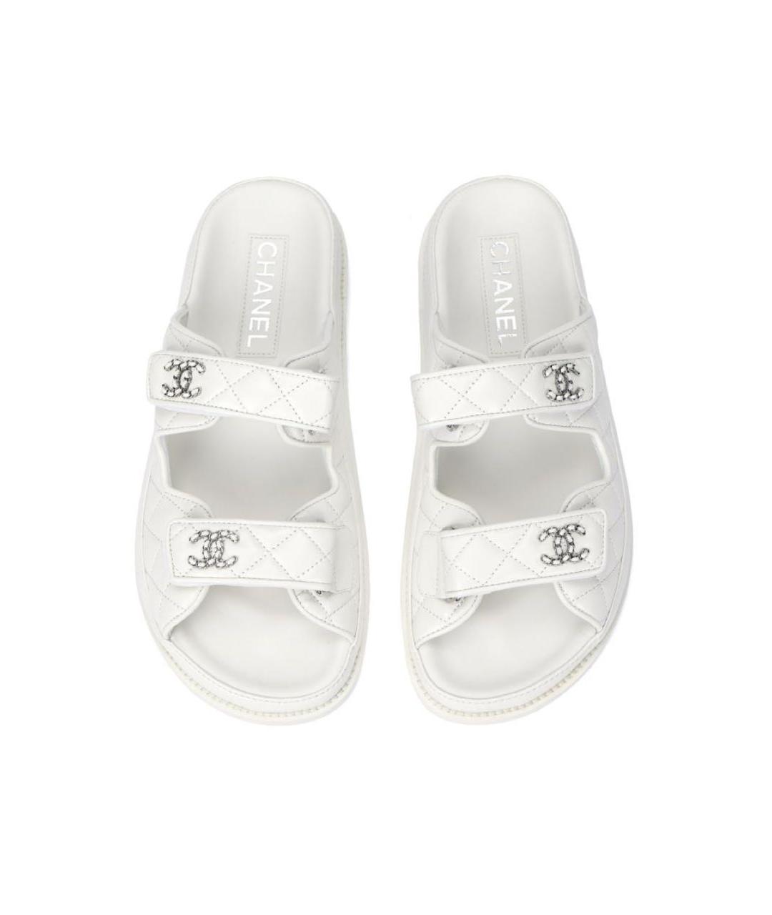 CHANEL Белые кожаные сандалии, фото 6