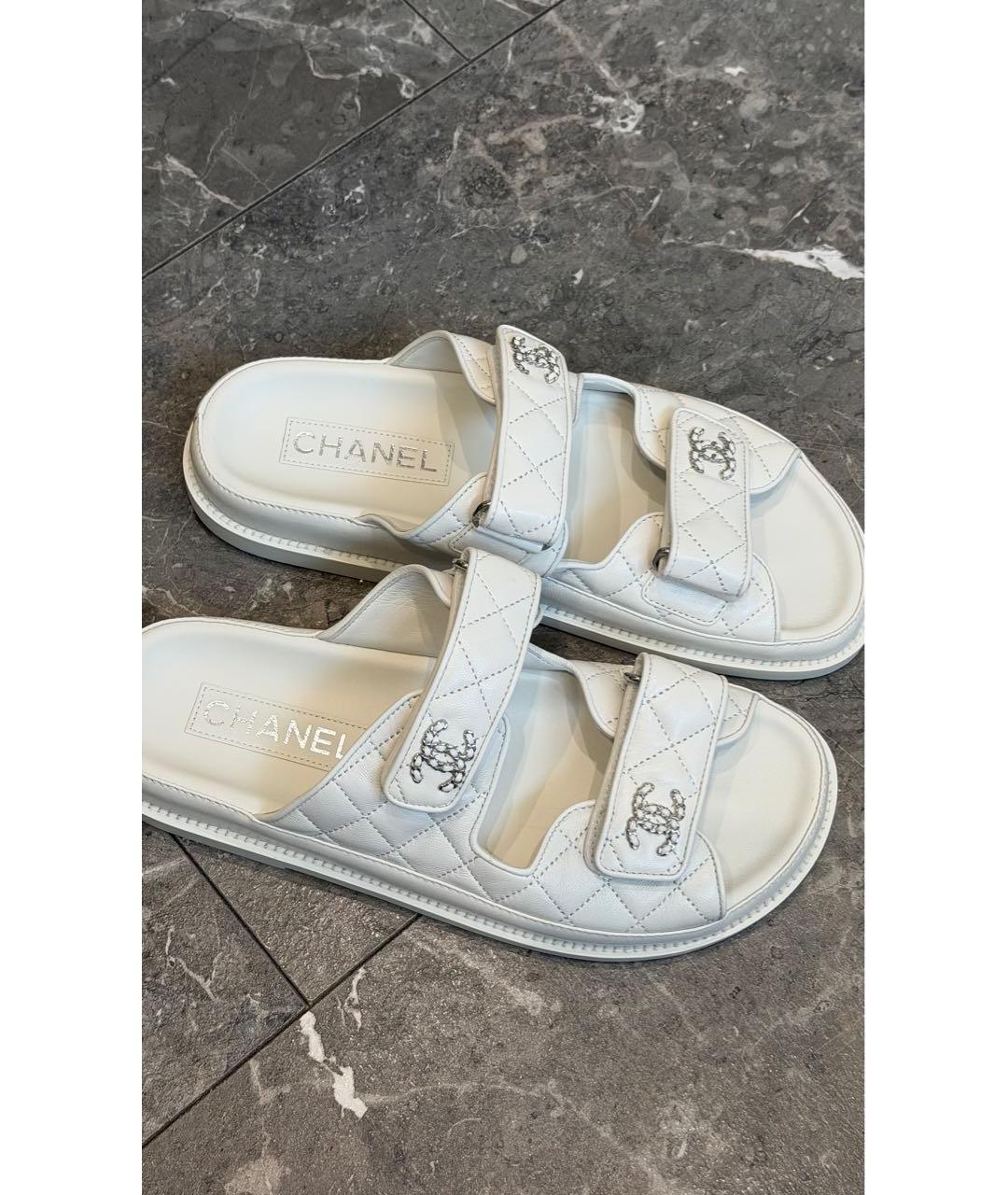 CHANEL Белые кожаные сандалии, фото 4