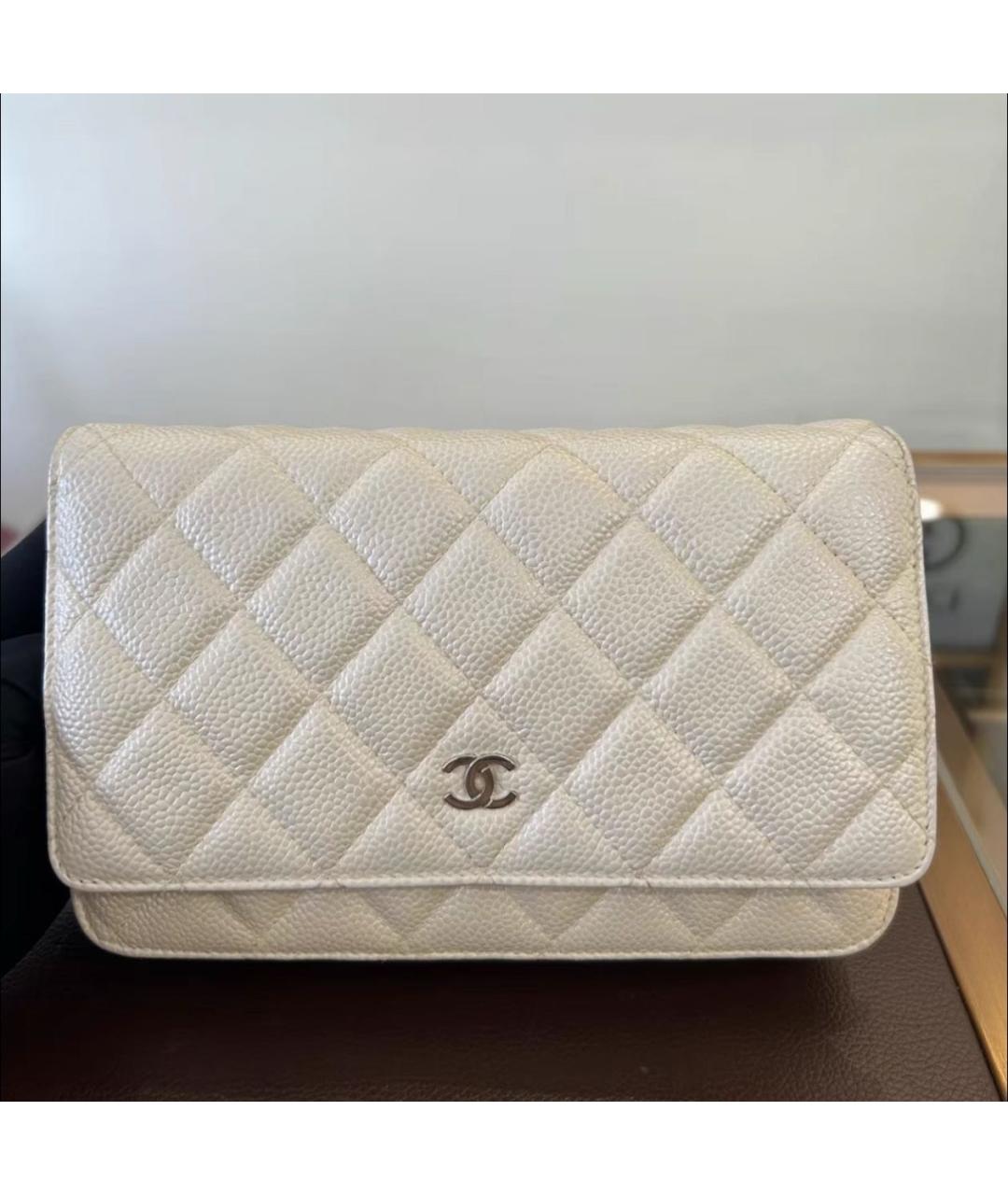 CHANEL Белая кожаная сумка через плечо, фото 5