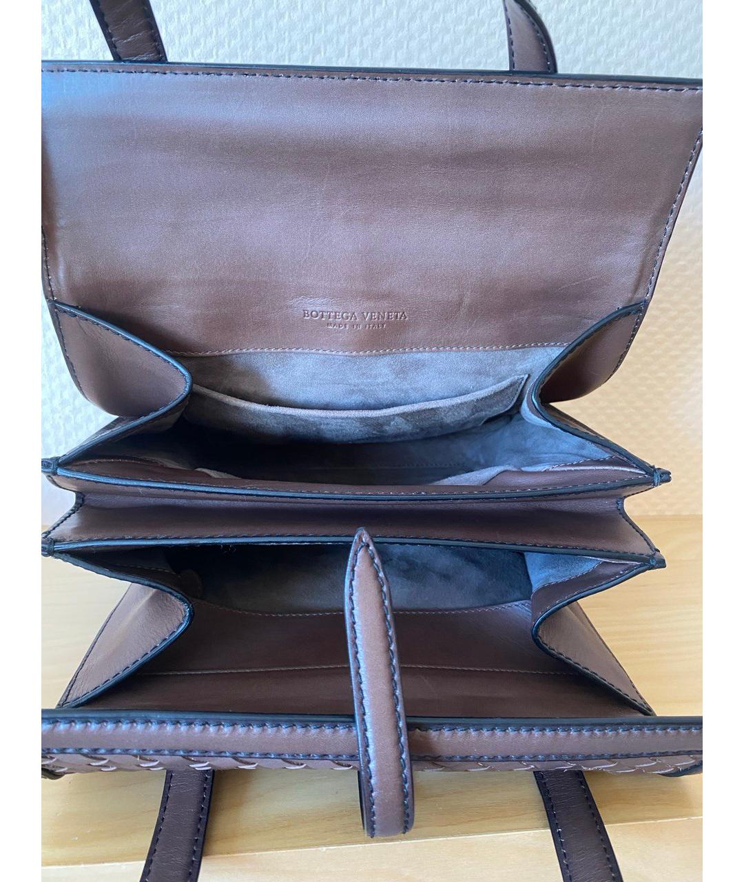 BOTTEGA VENETA Коричневая кожаная сумка с короткими ручками, фото 4