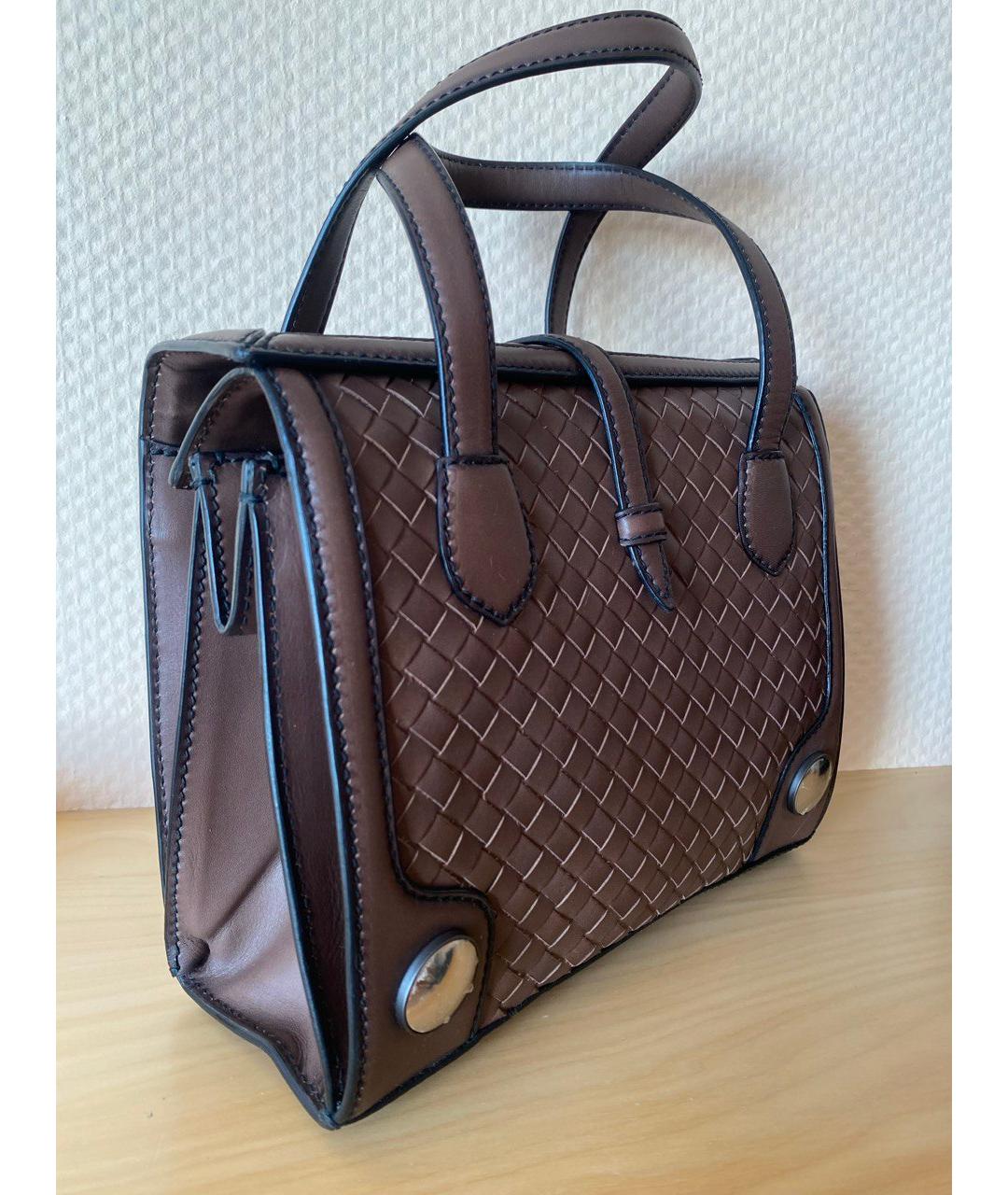 BOTTEGA VENETA Коричневая кожаная сумка с короткими ручками, фото 2