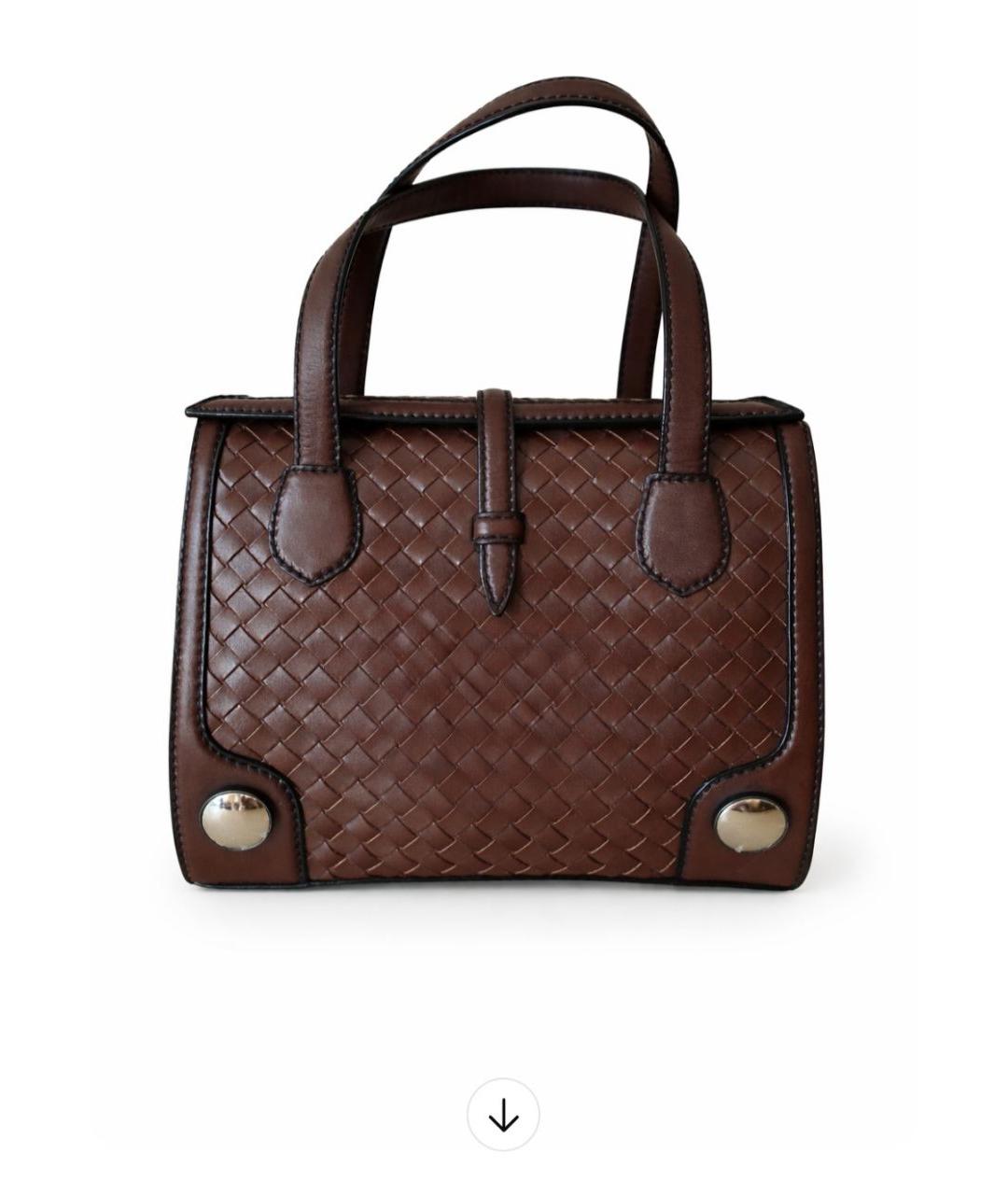 BOTTEGA VENETA Коричневая кожаная сумка с короткими ручками, фото 5