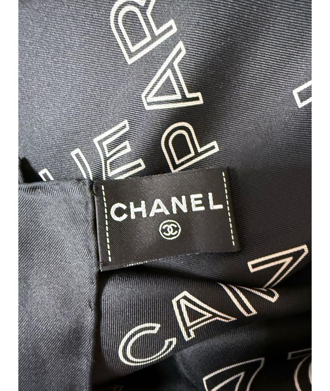 CHANEL Черный шелковый платок, фото 7