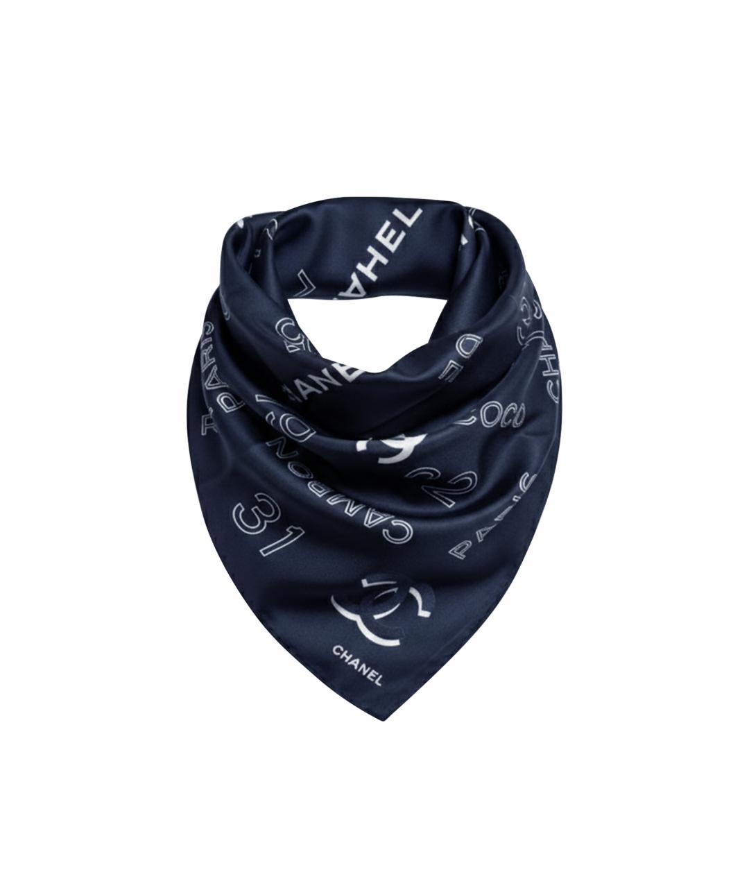 CHANEL Черный шелковый платок, фото 1