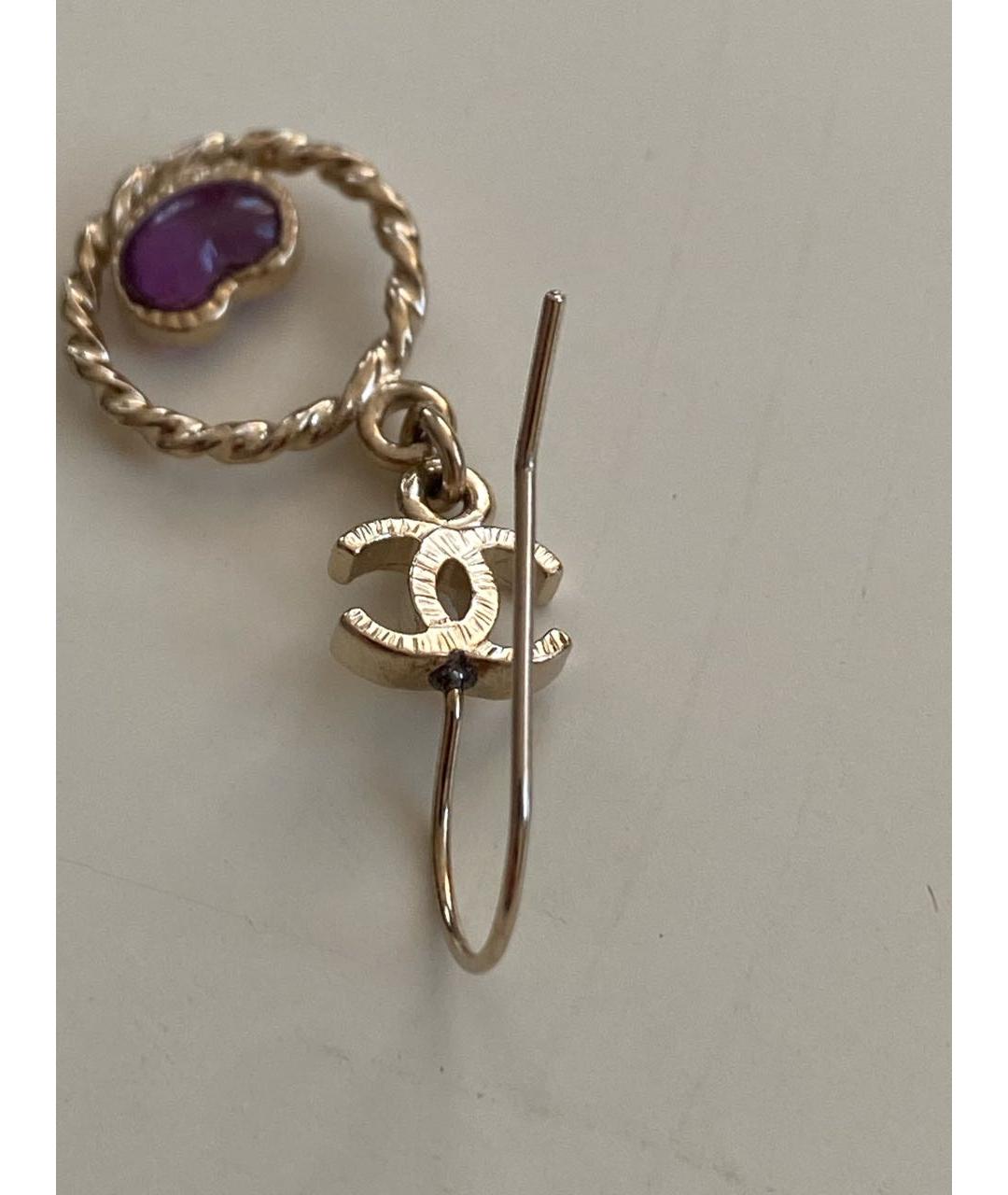 CHANEL Золотые металлические серьги, фото 6