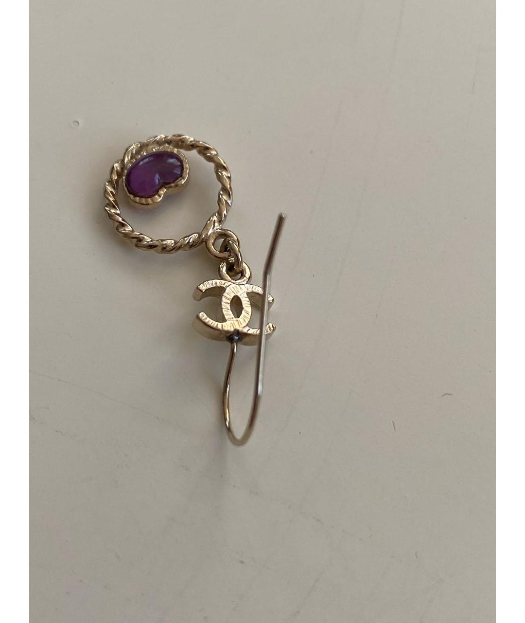 CHANEL Золотые металлические серьги, фото 4