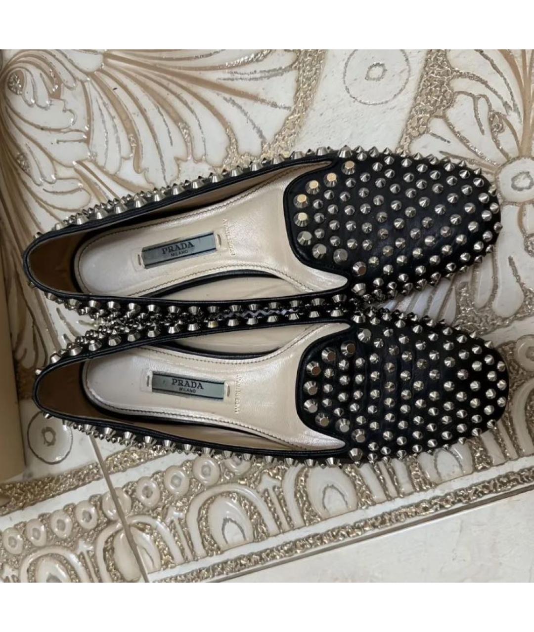 PRADA Черные кожаные лоферы, фото 3