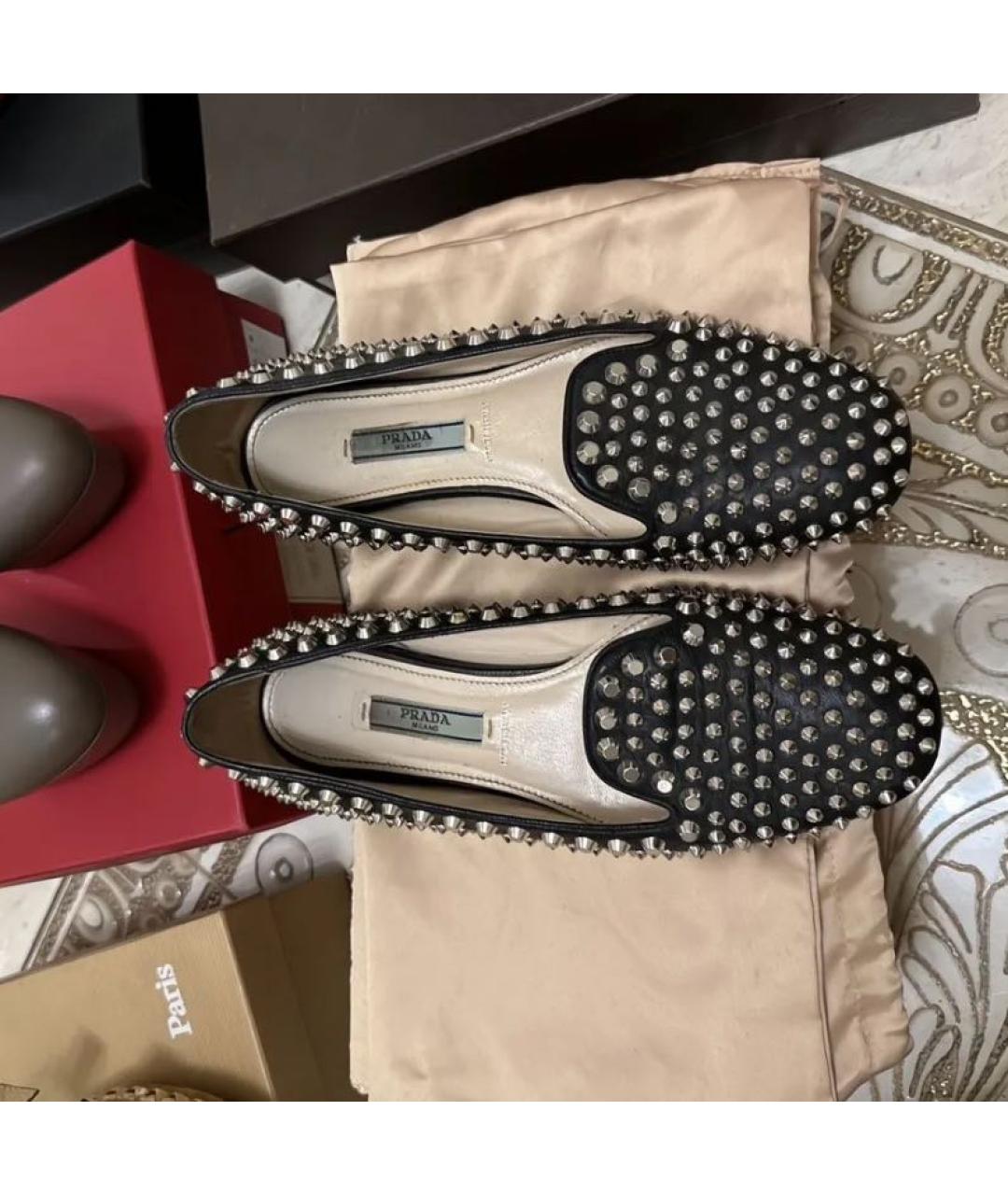 PRADA Черные кожаные лоферы, фото 5