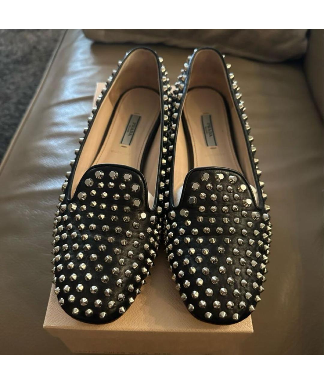 PRADA Черные кожаные лоферы, фото 2