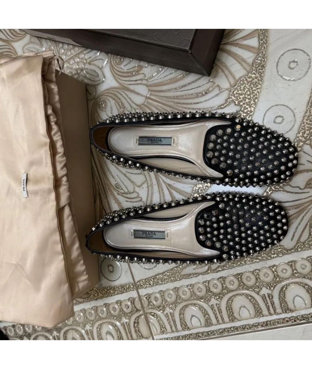 PRADA Черные кожаные лоферы, фото 4