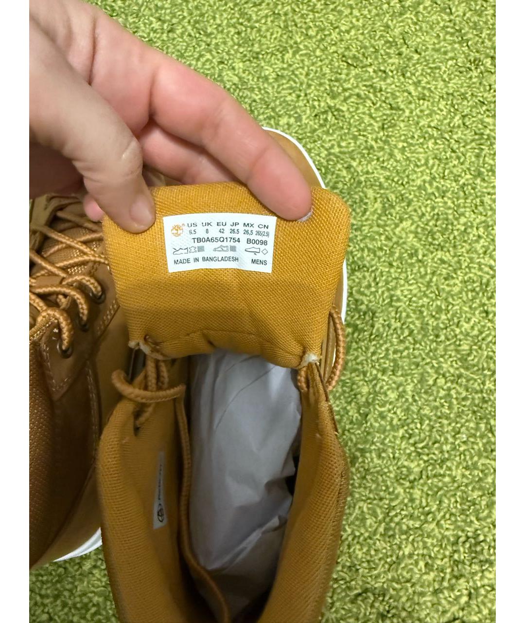 TIMBERLAND Желтые нубуковые высокие ботинки, фото 6