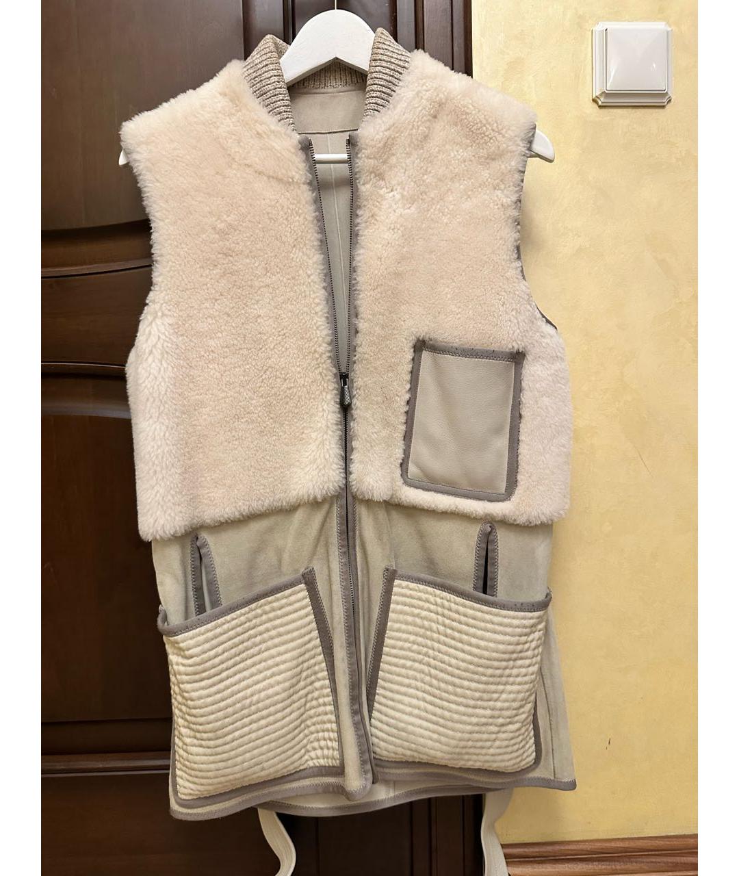 BOTTEGA VENETA Бежевый замшевый жилет, фото 9