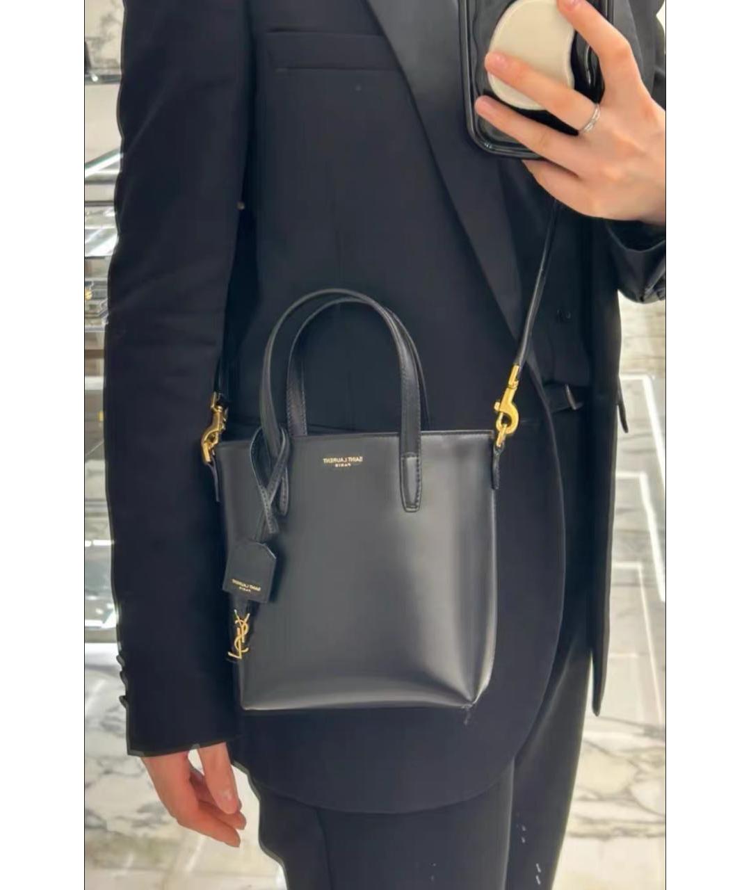 SAINT LAURENT Черная кожаная сумка через плечо, фото 3