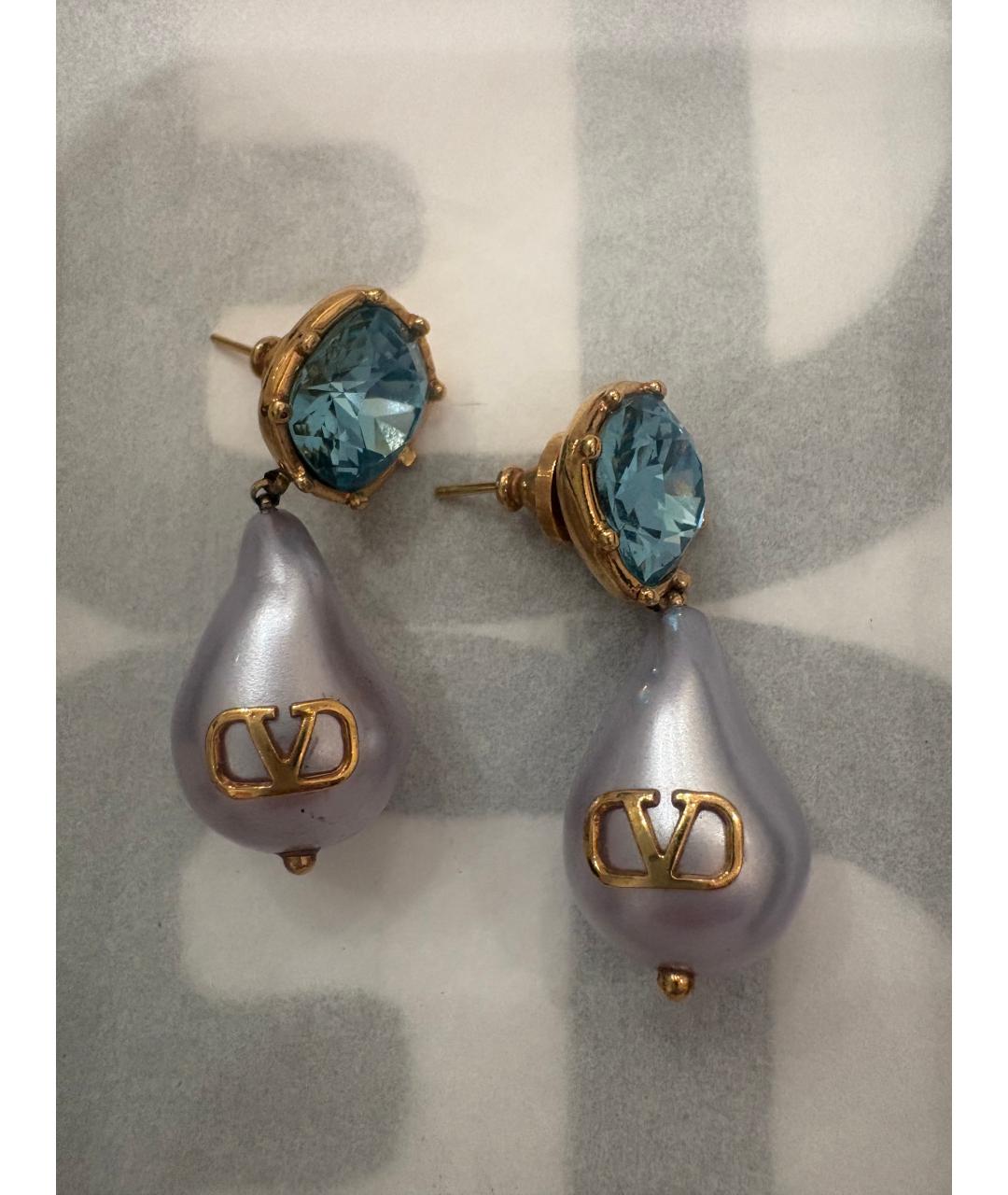 VALENTINO Фиолетовые латунные серьги, фото 3