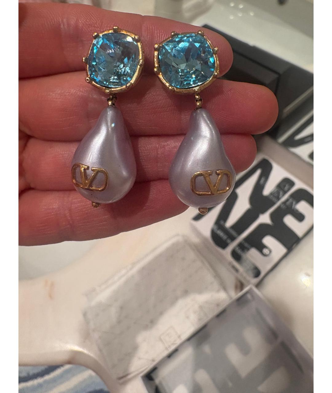 VALENTINO Фиолетовые латунные серьги, фото 6