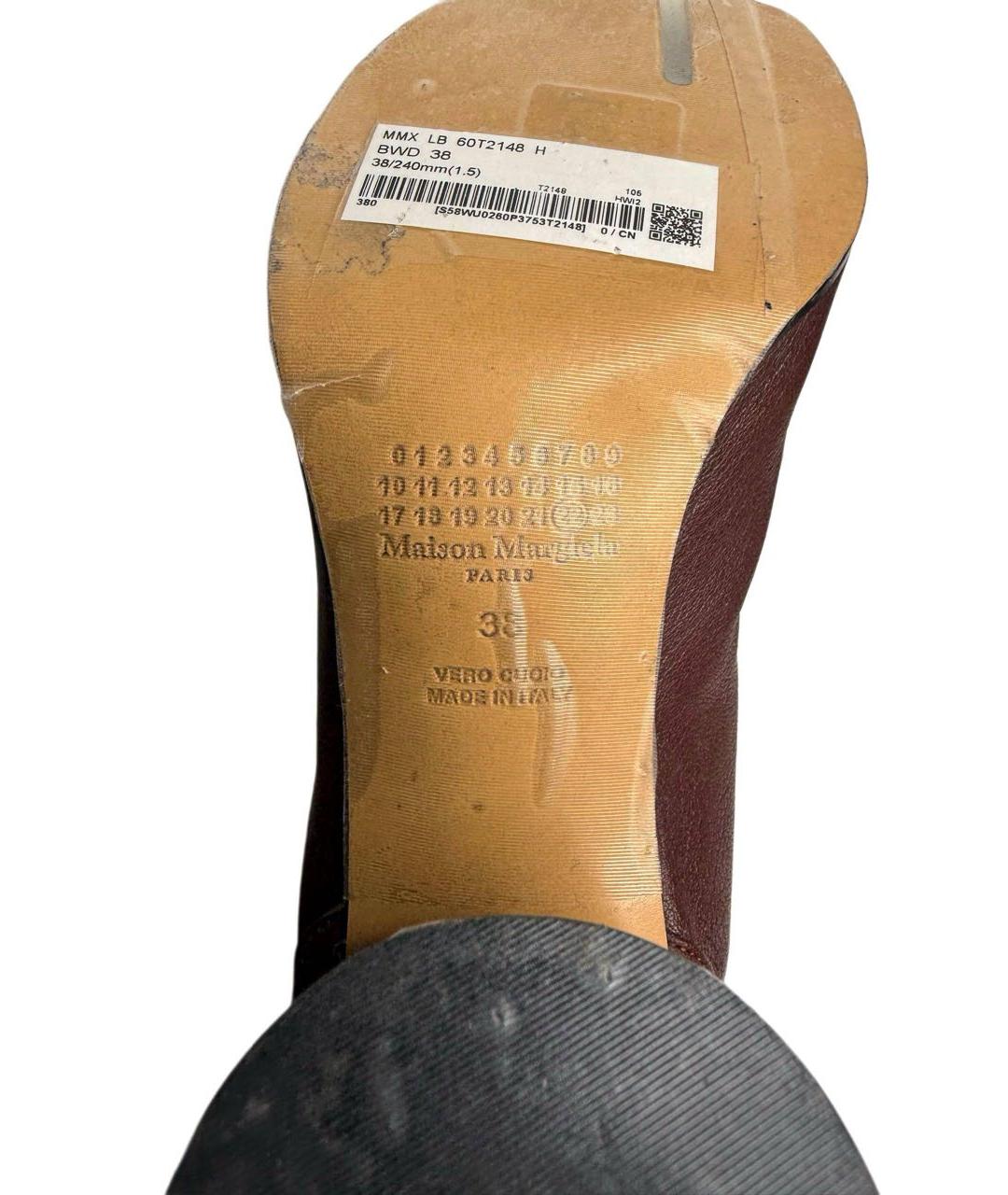 MAISON MARGIELA Бордовые кожаные ботильоны, фото 8