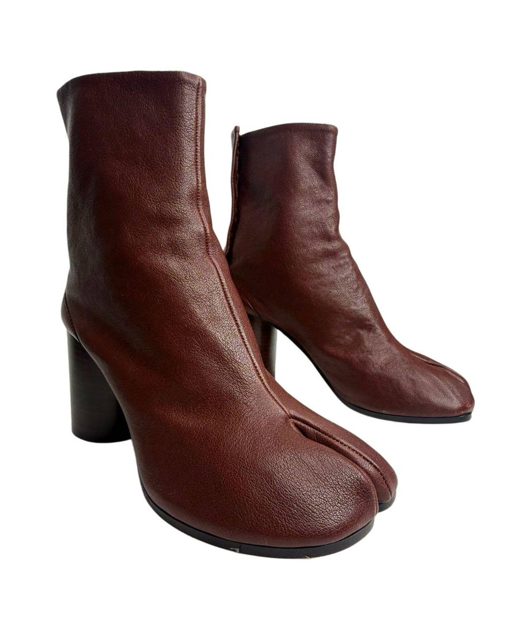 MAISON MARGIELA Бордовые кожаные ботильоны, фото 2