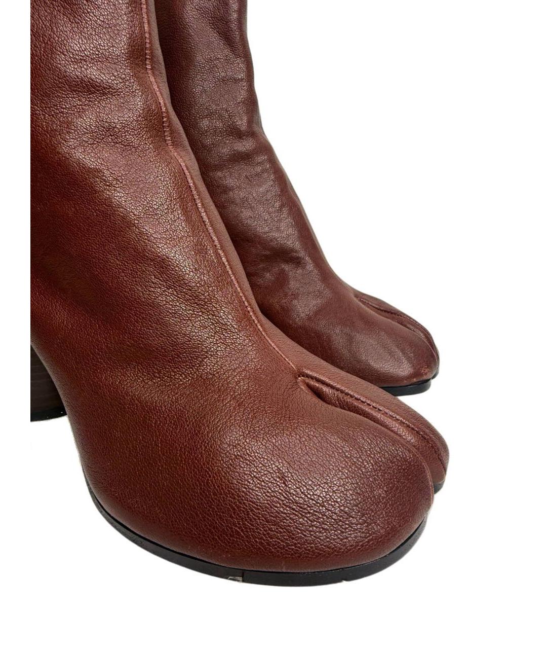 MAISON MARGIELA Бордовые кожаные ботильоны, фото 5