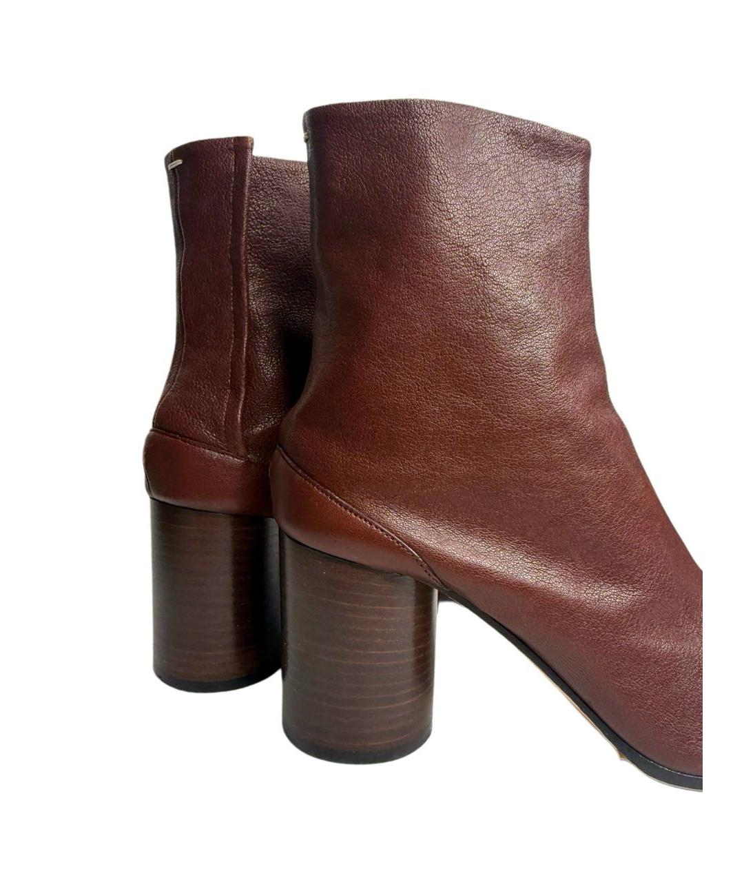 MAISON MARGIELA Бордовые кожаные ботильоны, фото 6