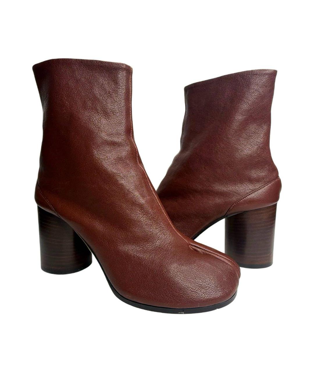 MAISON MARGIELA Бордовые кожаные ботильоны, фото 3