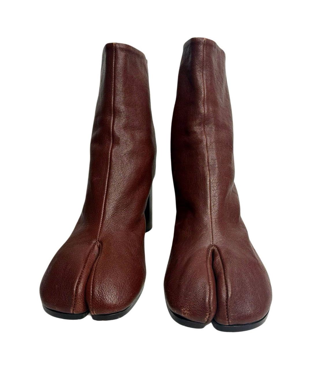 MAISON MARGIELA Бордовые кожаные ботильоны, фото 4