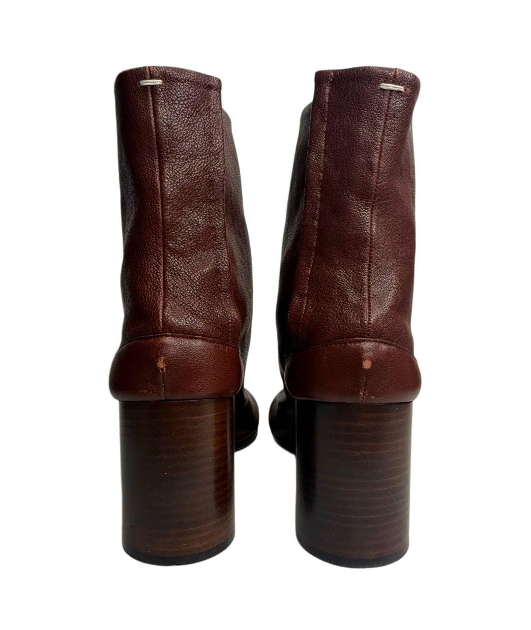 MAISON MARGIELA Бордовые кожаные ботильоны, фото 7