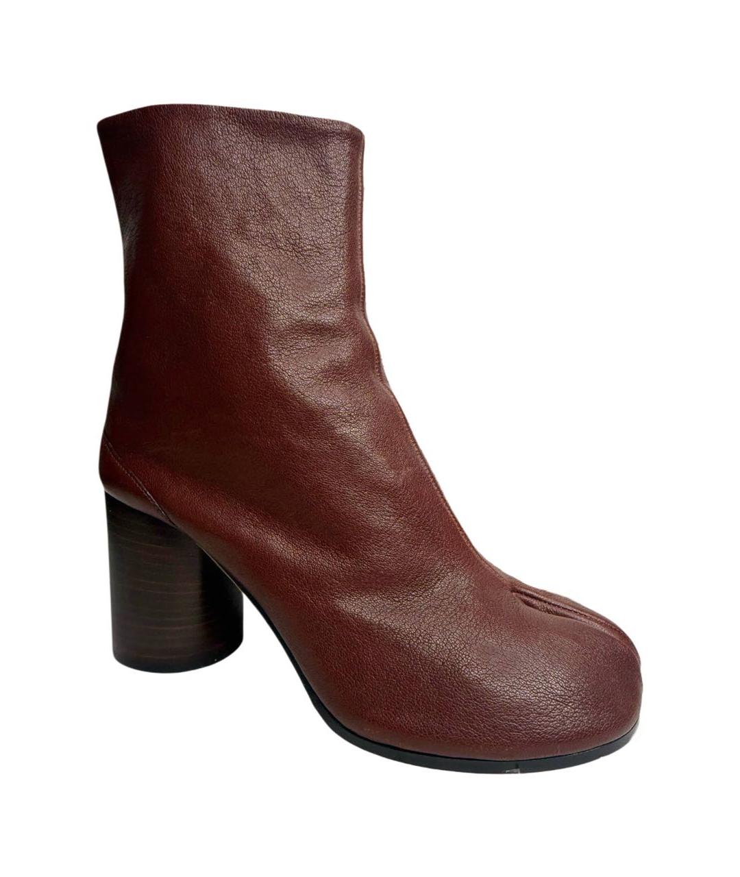 MAISON MARGIELA Бордовые кожаные ботильоны, фото 1