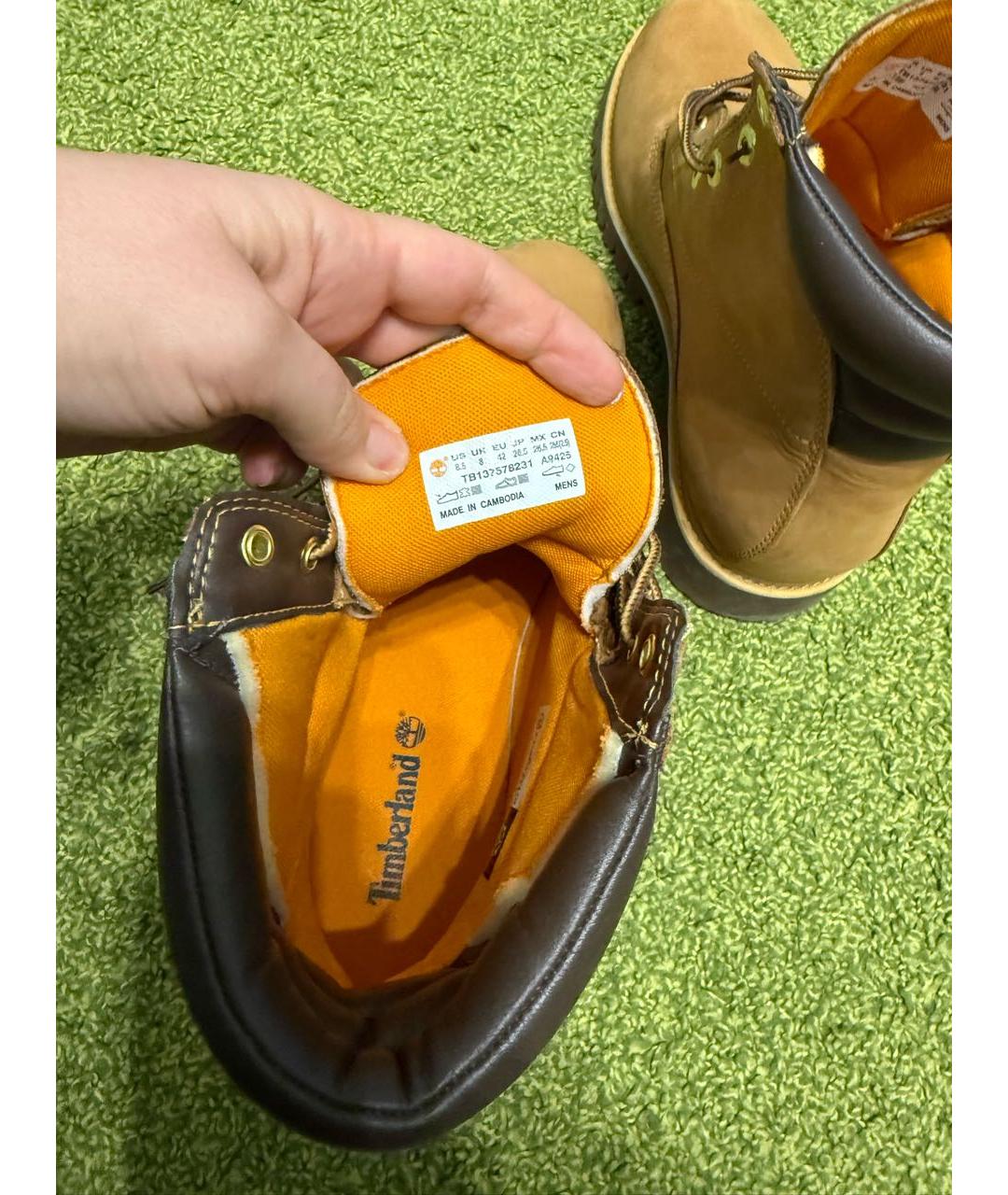 TIMBERLAND Желтые нубуковые высокие ботинки, фото 5