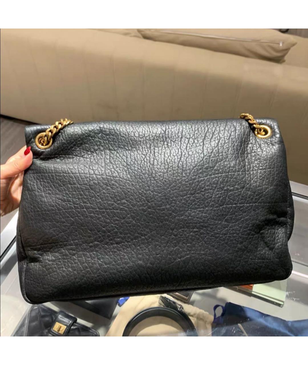 SAINT LAURENT Черная кожаная сумка через плечо, фото 2