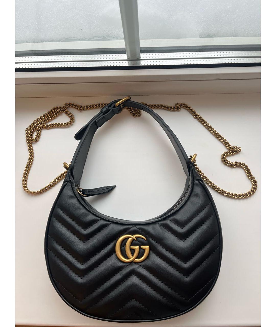 GUCCI Черная кожаная сумка с короткими ручками, фото 9