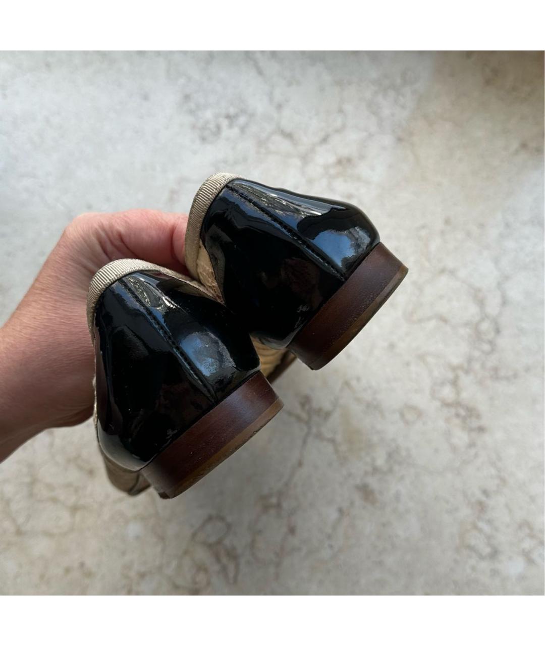 CHANEL Бежевые текстильные балетки, фото 4