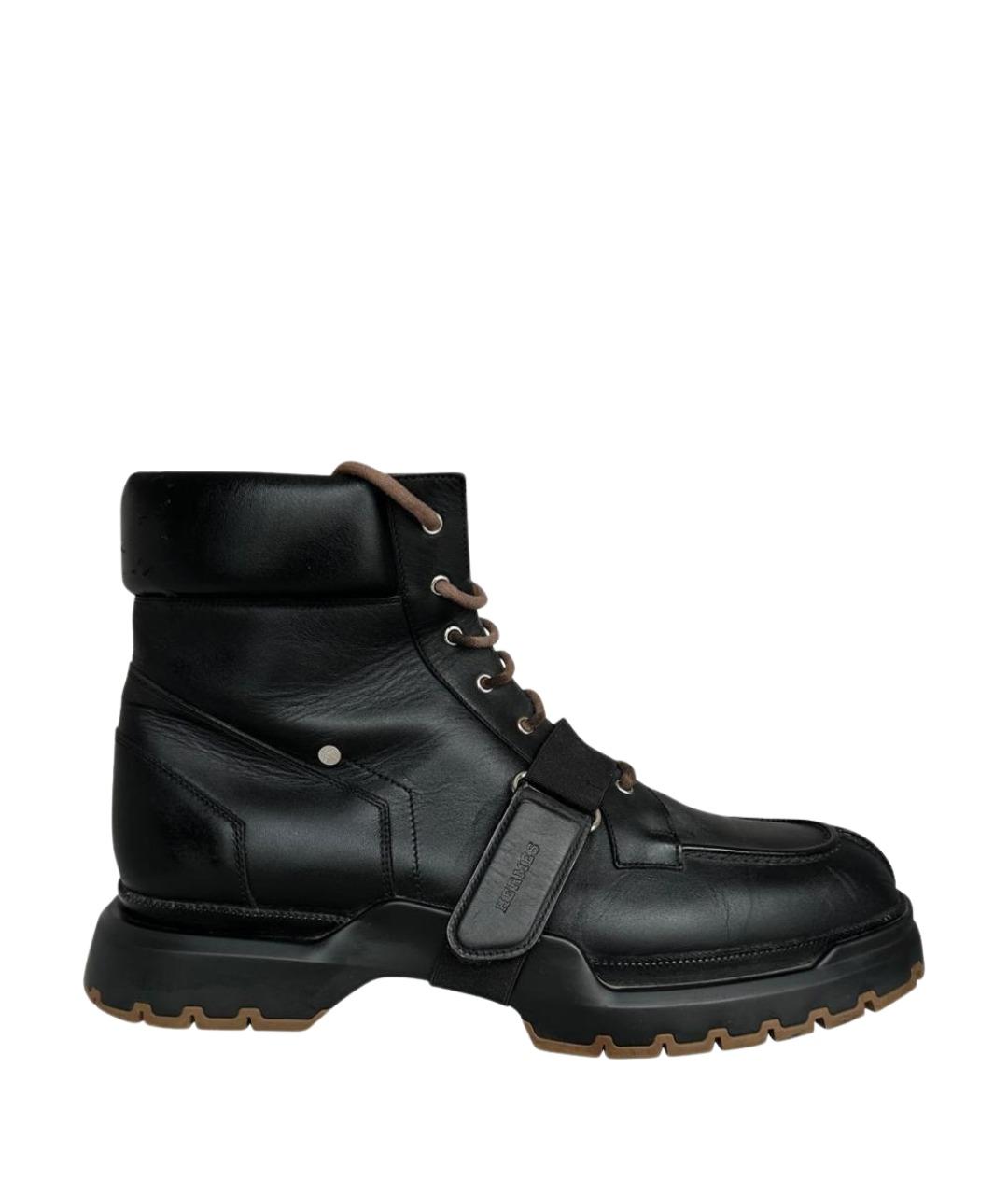 HERMES Черные кожаные высокие ботинки, фото 1