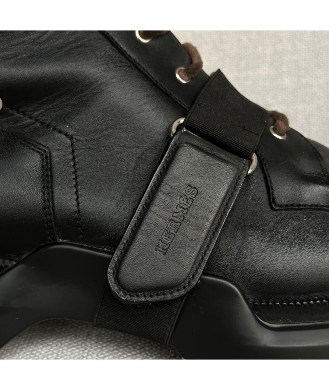 HERMES Черные кожаные высокие ботинки, фото 8