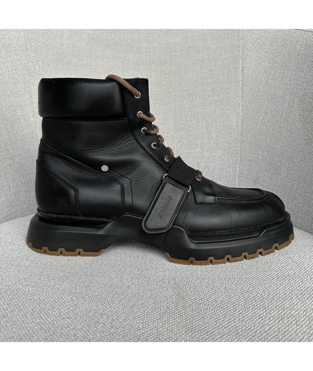 HERMES Черные кожаные высокие ботинки, фото 7