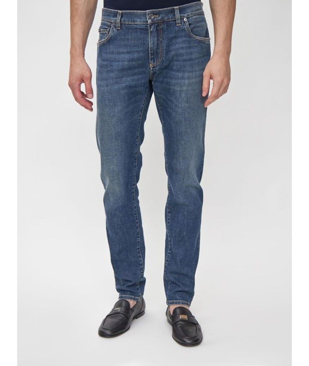 DOLCE&GABBANA Голубые хлопко-эластановые прямые джинсы, фото 7