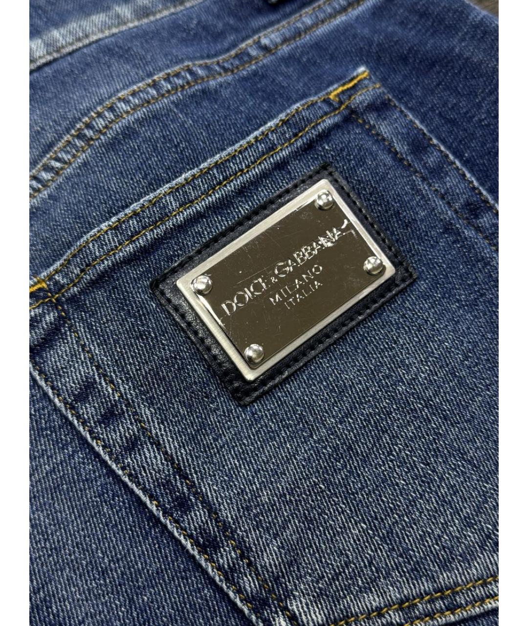 DOLCE&GABBANA Голубые хлопко-эластановые прямые джинсы, фото 4