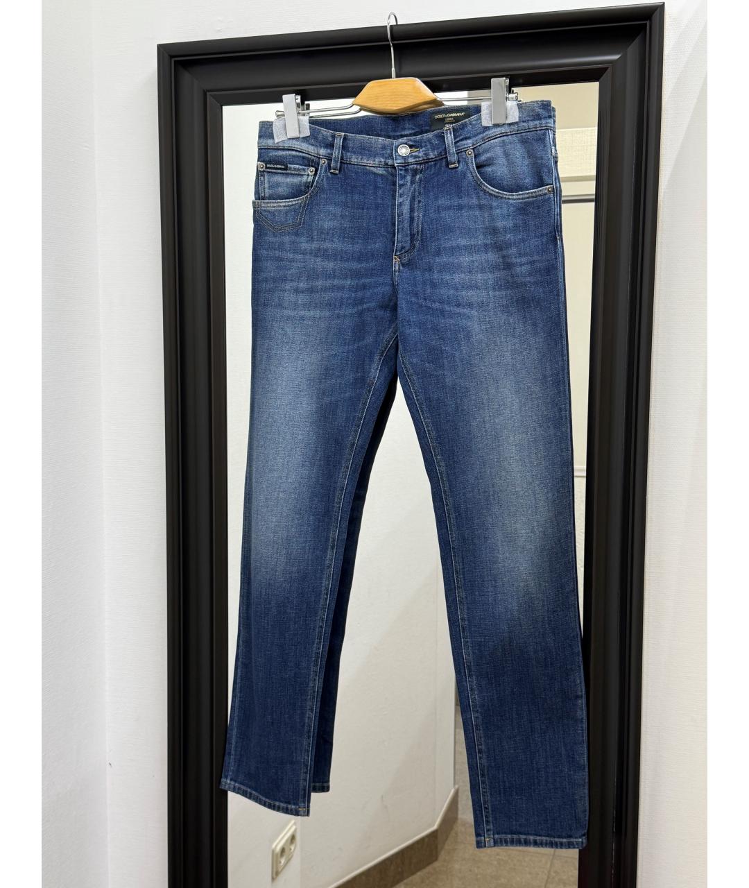 DOLCE&GABBANA Голубые хлопко-эластановые прямые джинсы, фото 2