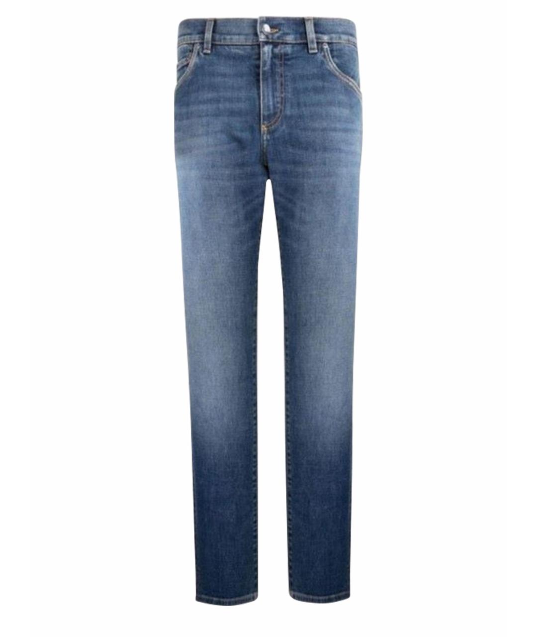 DOLCE&GABBANA Голубые хлопко-эластановые прямые джинсы, фото 1