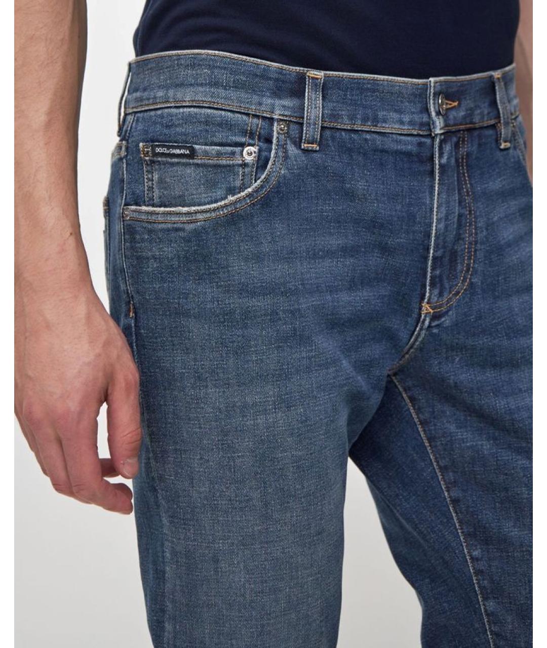 DOLCE&GABBANA Голубые хлопко-эластановые прямые джинсы, фото 8
