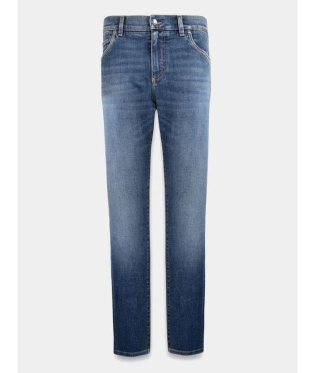 DOLCE&GABBANA Голубые хлопко-эластановые прямые джинсы, фото 10