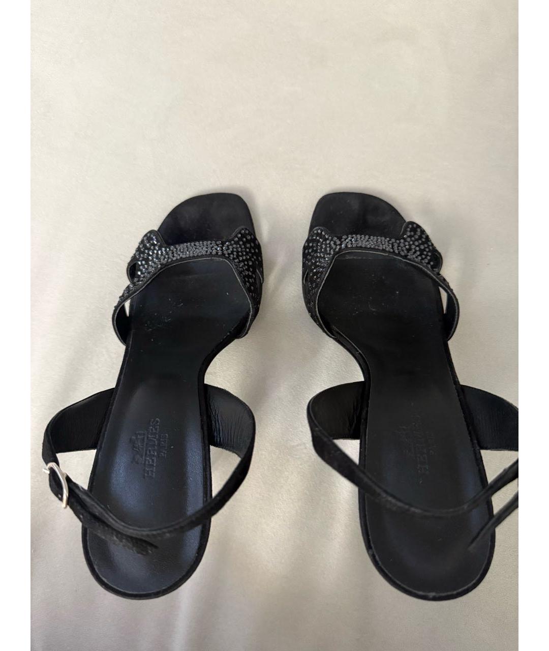 HERMES Черные замшевые босоножки, фото 3