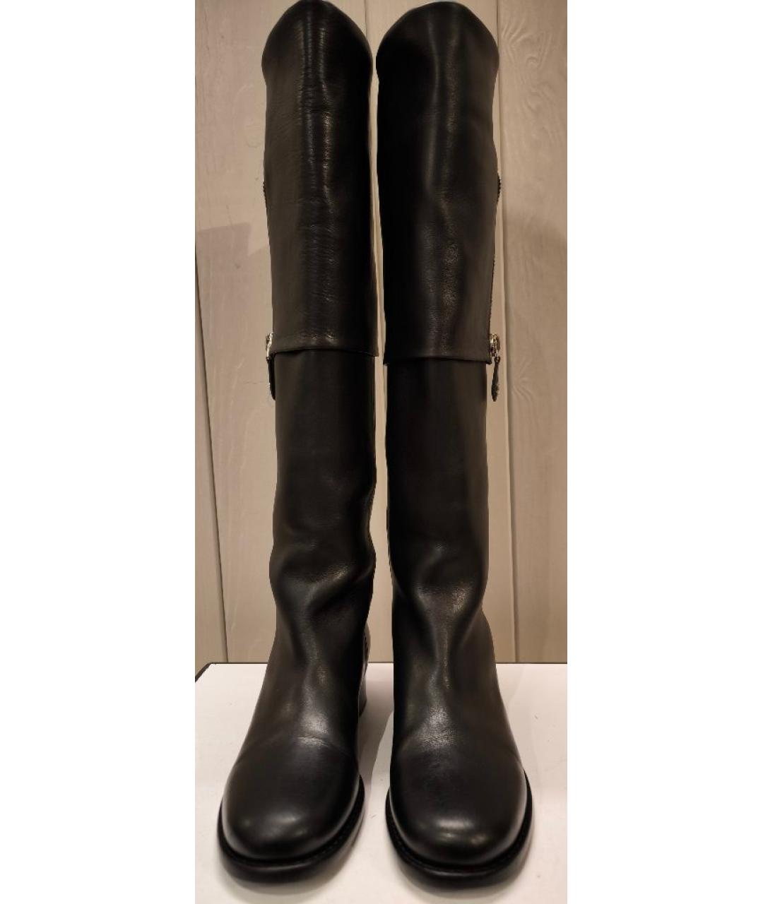 CHANEL Черные кожаные сапоги, фото 2