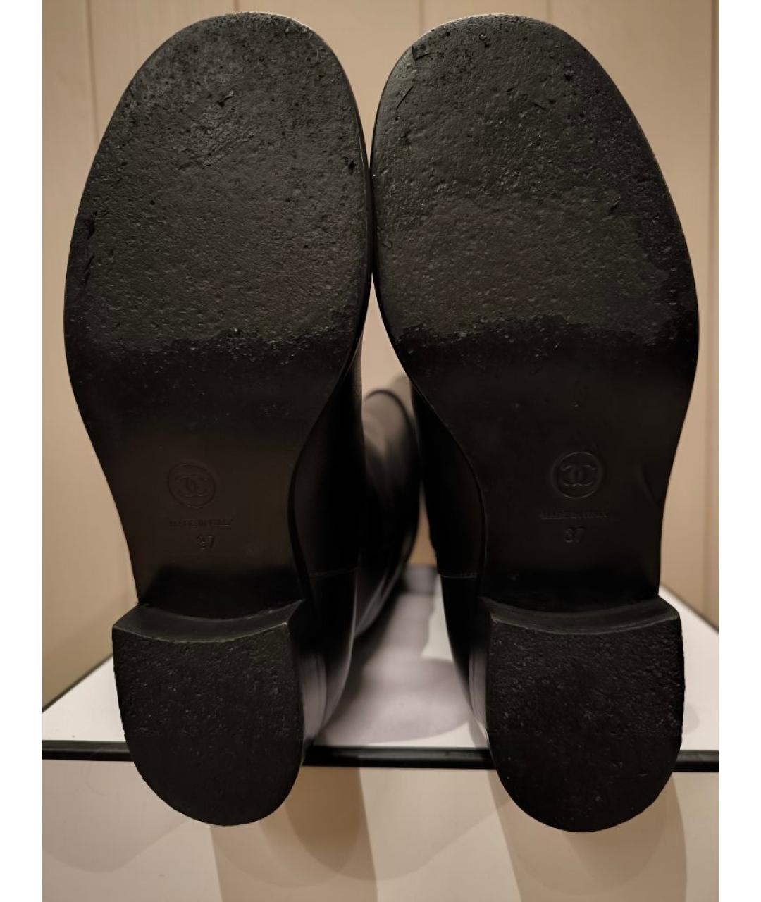 CHANEL Черные кожаные сапоги, фото 5