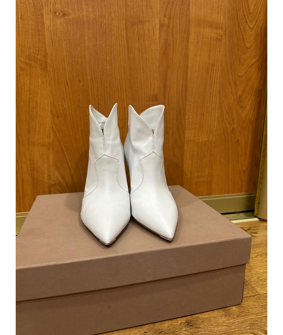 GIANVITO ROSSI Белые кожаные ботильоны, фото 2