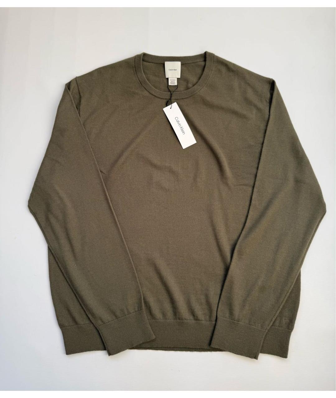 CALVIN KLEIN Хаки шерстяной джемпер / свитер, фото 5